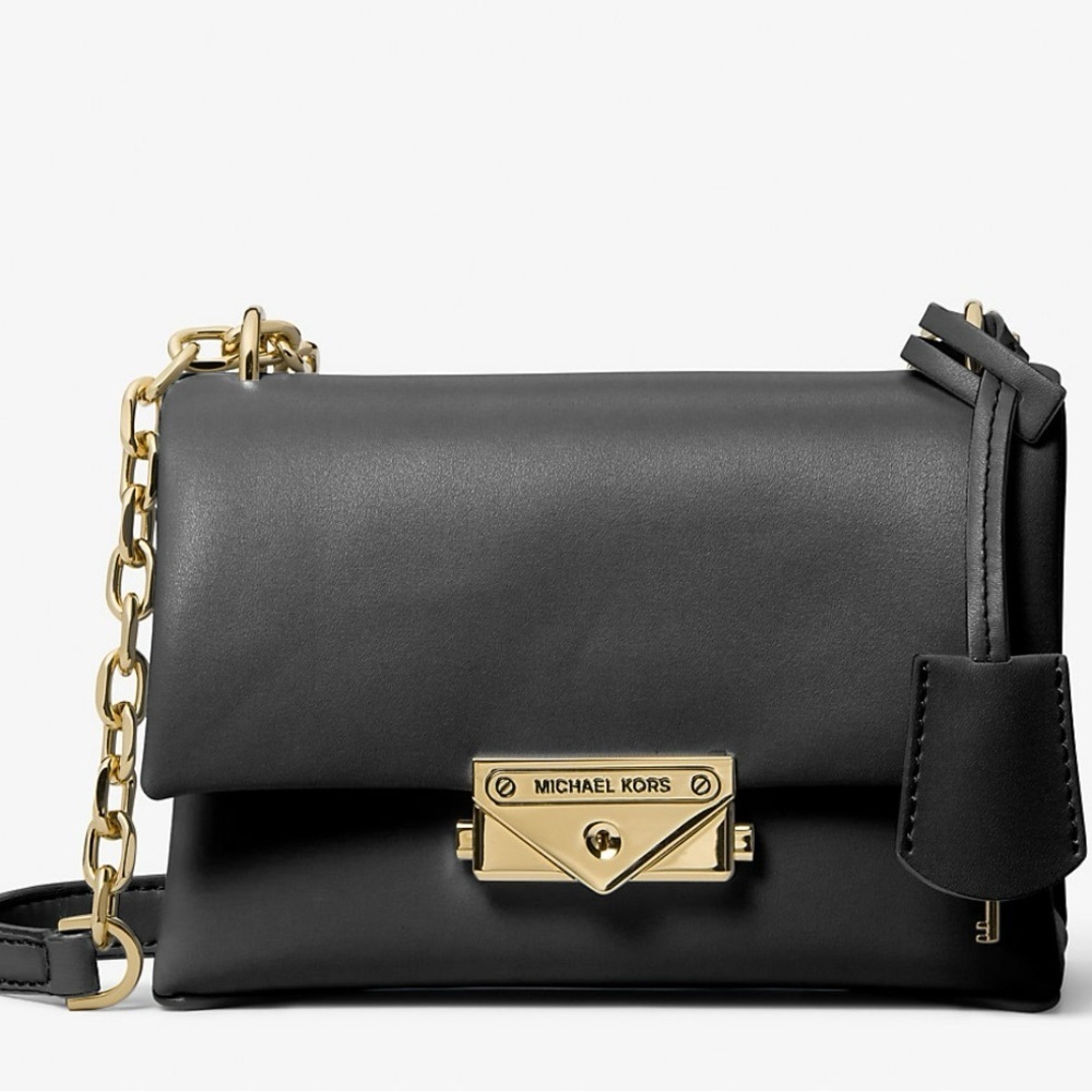 Michael Kors Cece SM Non-Leather Vegan‎ Flap Pocket Shoulder Black Crossbody Bag